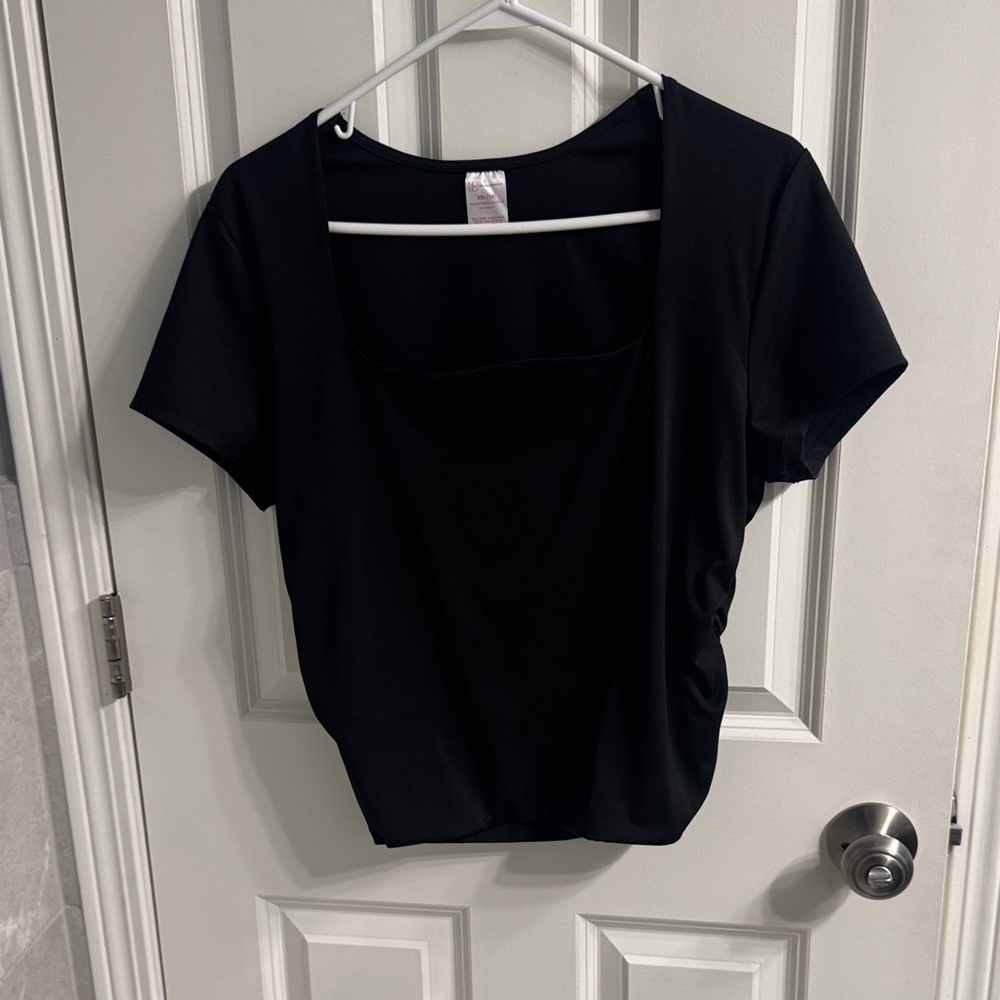 NOBO Black Square Neck Short Sleeve Top